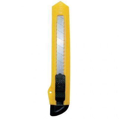 Cutter plastique 18mm autobloquant embout casse-lame jaune